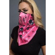 Neoprene Women's Pink TRIBAL SKULL BANDANA MASK - facemask