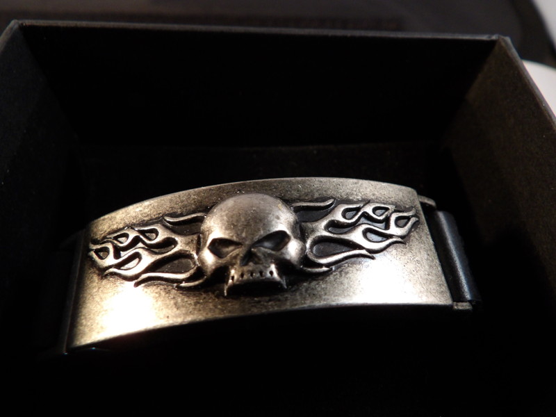 Buy Harley-Davidson Men's Steel Skull Link Bracelet 9 Inch HSB0003/9,  Silver, 9