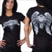 Biker Ladies Asphalt Angel Burnout T-shirt L, XL