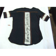 Harley-Davidson Womens Colorblocked Black Half Sleeve Henley Shirt Medium