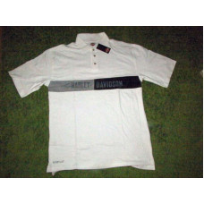 Harley Davidson White Polo Shirt Strip Name Sportshirt  Large 